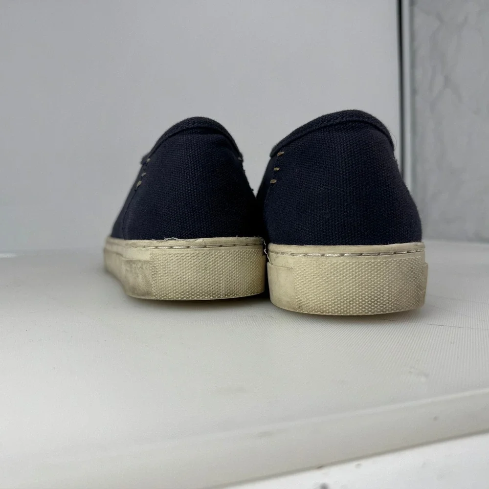 Frye Ludlow Low Top Sneakers Men 11.5 Navy Blue Canvas Leather Laces 3480163